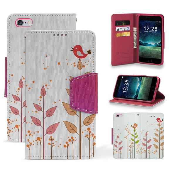 Infolio For Apple iPhone 6S 6 4.7 PU Leather TPU Case Card Slot Bill Fold Magnetic Flap Bird