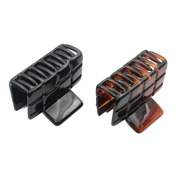 Parcelona French Checkered Small Celluloid Jaw Hair Claw Clamps for Women(2 Pcs)