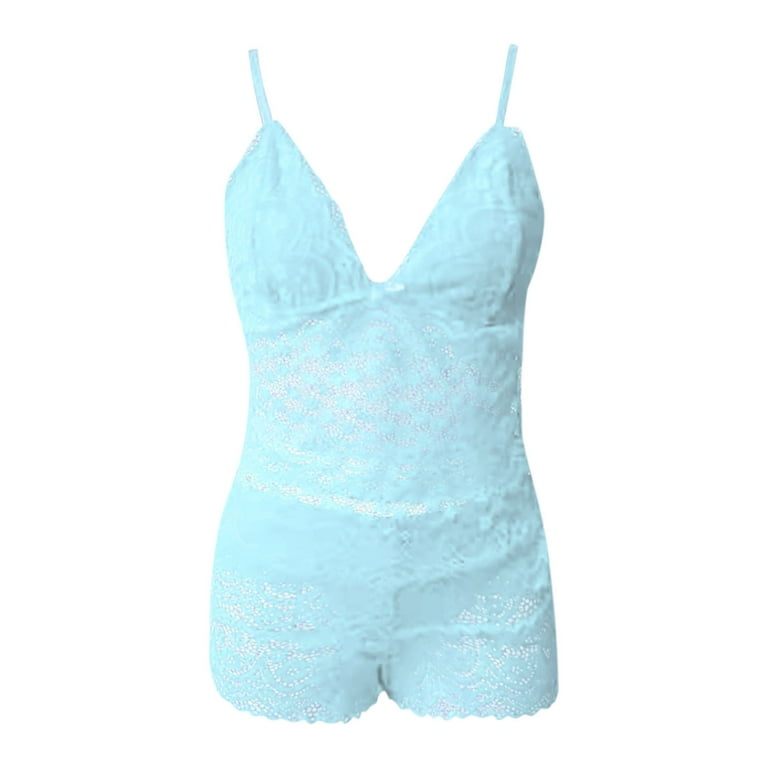 OAVQHLG3B Floral Lace Chemise Lingerie Set for Womens Boyshort Two Pieces  Lingerie Nightwear Sleepwear 