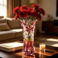thumbnail image 6 of SUYOLL Gradient Embossed Glass Vase Scalloped Rim Thick Clear Glass Vase Floral Vase For Home Centerpiece Wedding Living Room Dining Table Party Decor Housewarming Gift, 6 of 7