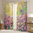 thumbnail image 2 of Manfei Pink Flowers Girl Curtains Pack of 2 (42x84 Each),Spring Garden Curtains Blackout,Abstract Oil Painting Bedroom Curtains,Ultra Soft Home Decor, 2 of 6