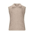 thumbnail image 6 of Women's Lightweight Quilted Vest Slim-Fit Zip-Up Puffer Vests Stand Collared Sleeveless Outerwear Padded Jackets Beige, XL, 6 of 7