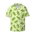 thumbnail image 2 of Lsque Green Peas print Men's Cuban Collar Short Sleeve Shirt Summer Beachwear Casual Button Down Fashionable Vacation Leisure Shirt-Small, 2 of 7