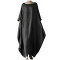 thumbnail image 2 of CHOK Robe Maxi d'Été en Coton et Lin à Manches Courtes pour Femmes, Grande Taille, Décontractée, Col Rond, Ample, Longue, 2 of 3