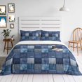 thumbnail image 4 of Denim Squares Queen Duvet Cover Set, Rustic Blue Jeans Fabric Patchwork Textile Texture Decorative 3 Piece Bedding Set with Zipper Closure Soft Breathable Microfiber Comforter Cover & 2 Pillowcases, 4 of 6