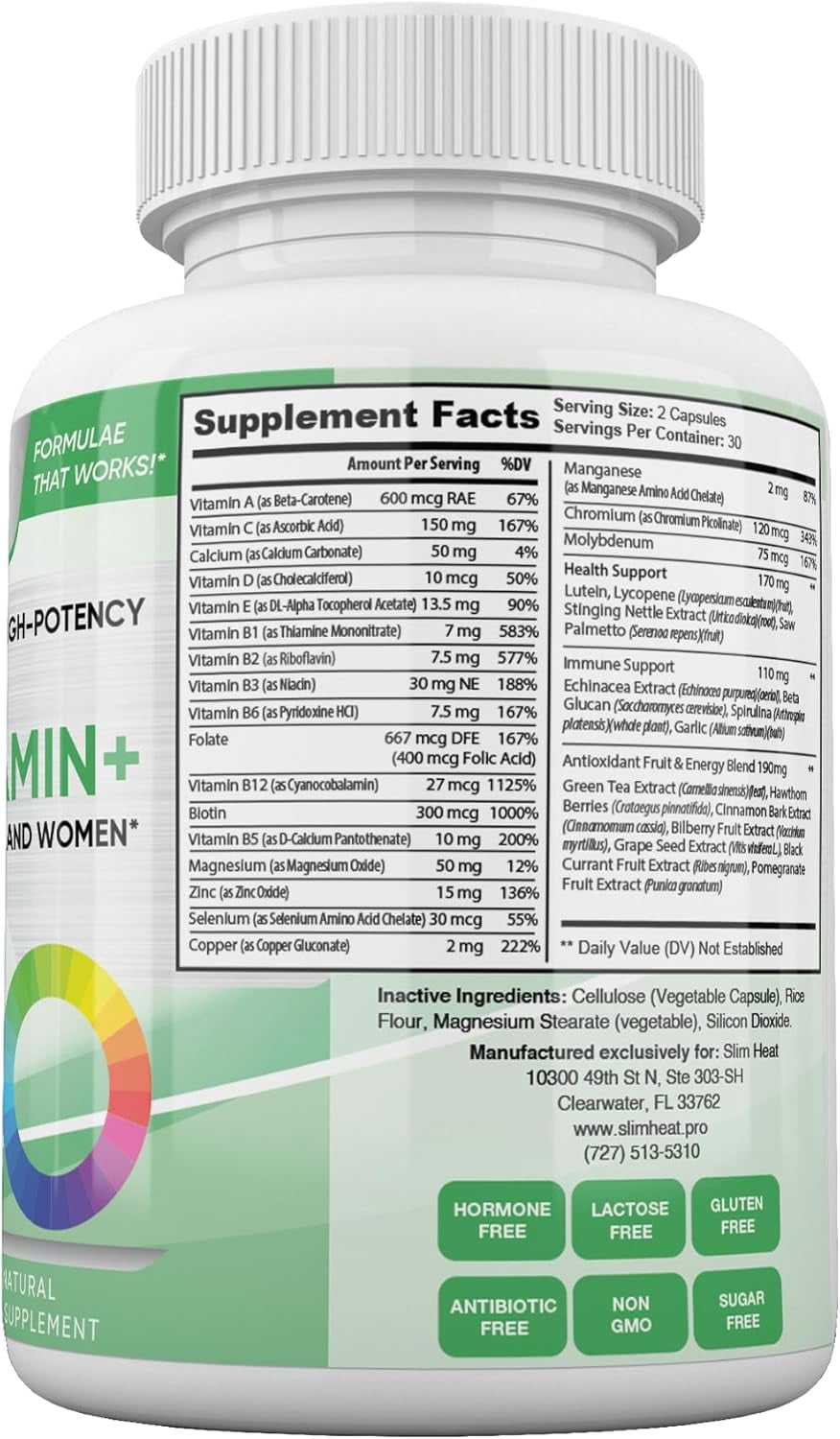 Multivitamin for Women and Men - 35 Potent, Pure Ingredients - Vitamin C, Vitamin D, Vitamin A, Vitamin E and Zinc for Immune Support - All Natural, Non-GMO, Made in USA - 30 Day Supply