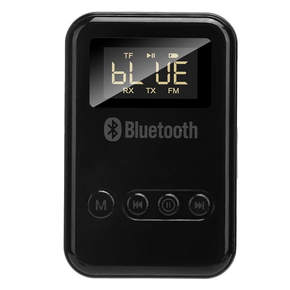 Transmisor y receptor Bluetooth 5.0 2 en 1 Adaptador de audio inalámbrico Pantalla digital FM para automóvil