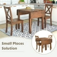 thumbnail image 4 of Harper & Bright Designs 3 Pieces Wood Drop Leaf Breakfast Nook Dining Table Set, Dining Table Set with Expandable Table Leaves & 2 X-Back Chairs for Small Places, Brown, 4 of 17