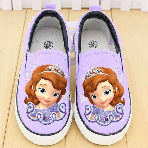 Zapatos de lona para niños de Disney, zapatos deportivos de princesa de dibujos animados de primavera y verano para niñas, zapatillas de deporte de corte bajo frozen shoes35-Insole 21,8 cm Gao Jinjia LED