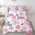 thumbnail image 1 of YST 7-Piece Comforter Set with Decorative Sheet Set, Pink Lips Diva Theme, Full Size, Polyester, Bed in a Bag, 1 of 5
