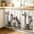thumbnail image 2 of Farmhouse Barn Cabinet Curtains for Kitchen 28"W x 51"L, Vintage Country Rust Windmill Fence Field Under Sink Skirt Magic Tape Short Curtain Decorative Privacy Panel for Pantry Cabinet Opening, 2 of 9