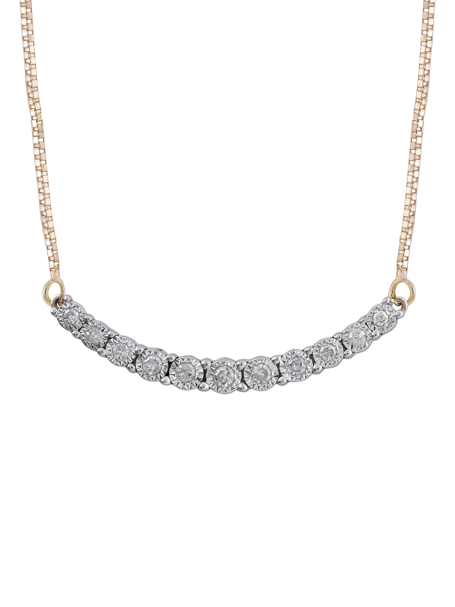 1/10 cttw Diamond Crescent Necklace in 10K Yellow Gold