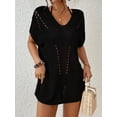 thumbnail image 3 of Bsubseach Women Knit Bikini Cover Up Black Sheer Sexy Swim Coverups Batwing Sleeve Resort Outfits, 3 of 6
