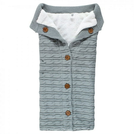 UPC: 0660168199666 | Hudson Baby Unisex Baby Faux Shearling Knitted Baby Lounge Stroller Wrap Sack Gray One Size