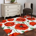 thumbnail image 3 of 3'x5' Rug for Living Room Bedroom, Red Flowers Washable Area Rugs Non-Slip Carpet Mats, Spring Floral Watercolor Botanical Indoor Low Pile Area Rug Runner for Kitchen, Mudroom, 3 of 8