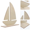 thumbnail image 3 of 10Pcs Boat Shape Wooden Cutout Crafts Unfinished Wood Decoration for Kids Painting, 3 of 7