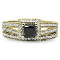thumbnail image 3 of Dazzlingrock Collection 1.35 Carat (ctw) 14K Black & White Diamond Split Shank Halo Engagement Ring Set, Yellow Gold, Size 8, 3 of 7