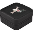thumbnail image 3 of GZHJMY Travel Jewelry Box Rose Initial Y PU Leather Jewelry case Small Portable Jewelry Organizer Box(Black) for Necklace Bracelet Earrings Rings, 3 of 7