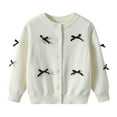 thumbnail image 5 of ZHOGXU Kids Girls Sweater Long Sleeve Bow Detail Knit Open Front Buttons Comfortable Lightweight Cardigan For Everyday Wear White 9-10 Years, 5 of 6