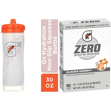 Gatorade Gx Hydration Bundle – White Bottle + G Zero Powder Glacier Cherry (10 Count)