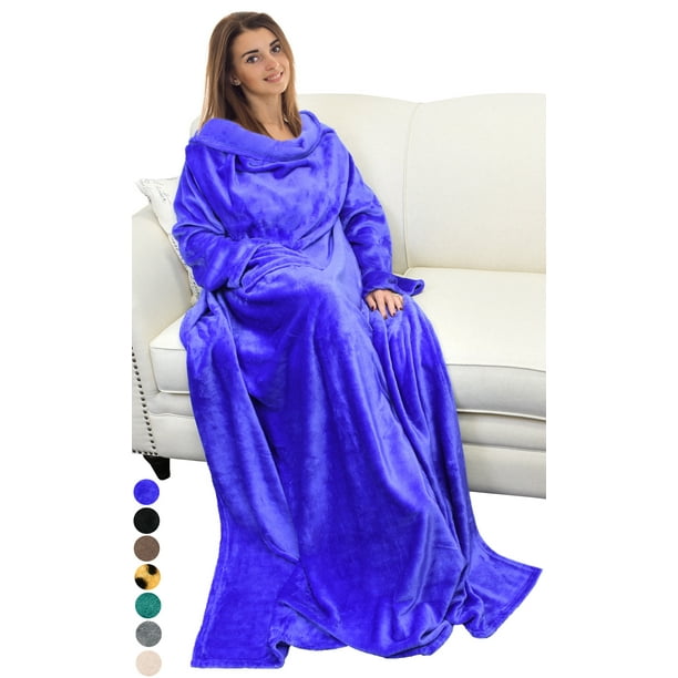 Wearable Blanket Adult with Sleeves Arms,Soft Cozy Plush Fleece Wrap