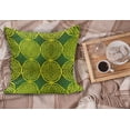thumbnail image 2 of Abstract Fluffy Throw Pillow Cushion Cover, Modern Vivid Flower of Life Code Illustration, Decorative Square Accent Pillow Case, 28" x 28", Yellow Hunter Green, by Ambesonne, 2 of 5