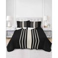 thumbnail image 3 of Black Beige Striped Full Size Down Alternative Comforter, Lightweight Comforter Quilt Bedding Set with Pillow Shams Modern Farmhouse Retro Lines All Seasons Bed Comforter Duvet Insert 78"x90", 3 of 7