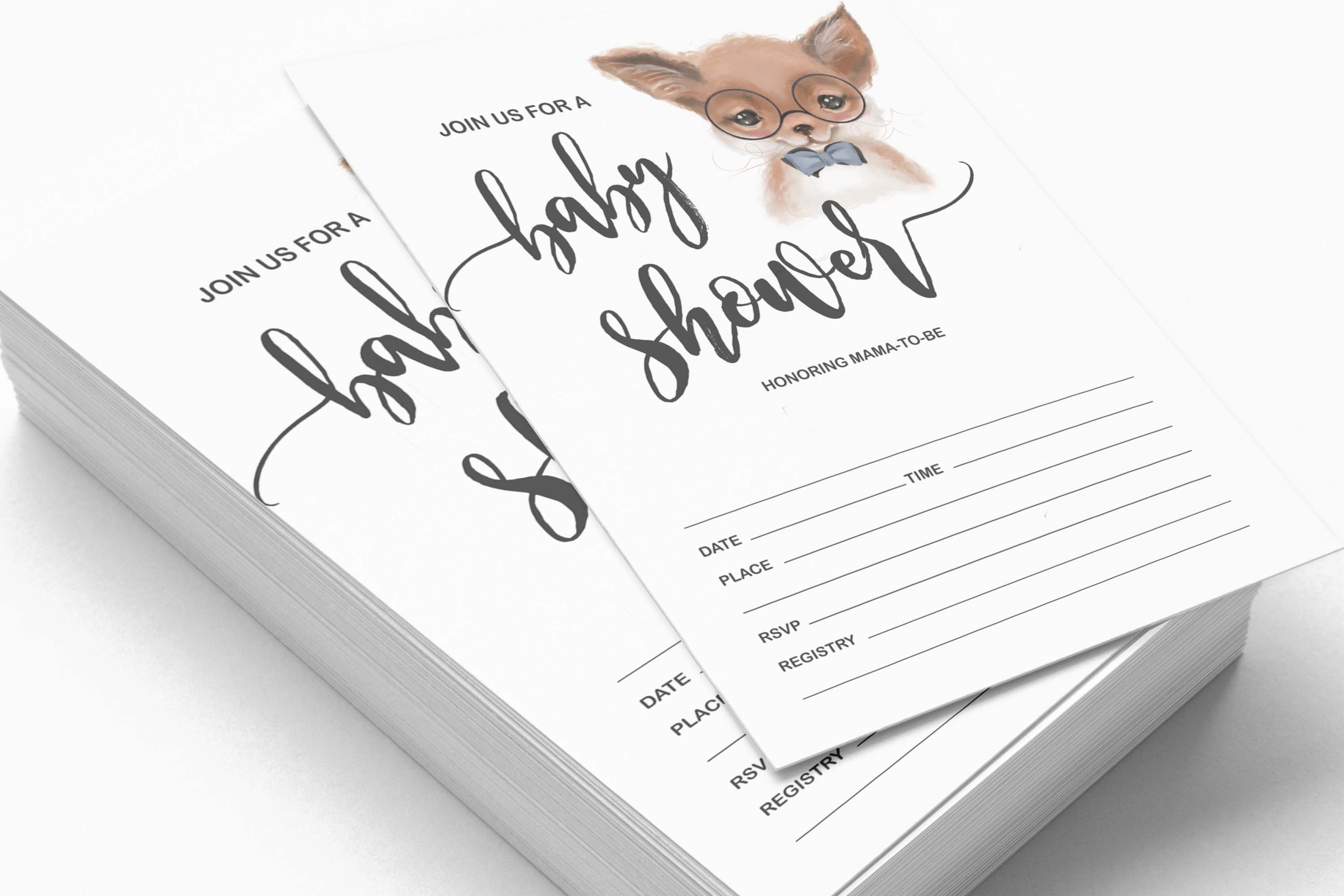 Inkdotpot 30 Fill In StyleBaby Shower Invitation Cards Fox Jungle Animals Blank Invites