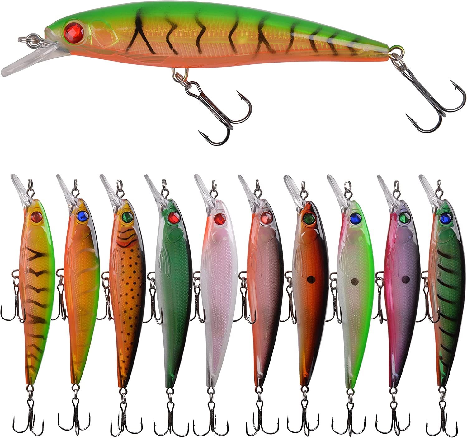 10pcs/lot Hard Minnow Fishing Lures Bait Life-Like Swimbait Bass Crankbait  for Pikes/Trout/Walleye/Redfish Tackle with 3D Fishing Eyes Strong Treble  Hooks, Squid Lures -  Canada