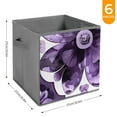 thumbnail image 6 of Collapsible Oxford Fabric Storage Cubes with Handles, Large Mid Foldable Oxford Cloth Bins Set of 2/6, Closet Organizers for Shelves Clothes Home Kitchen Toy - Purple Flower, 6 of 7