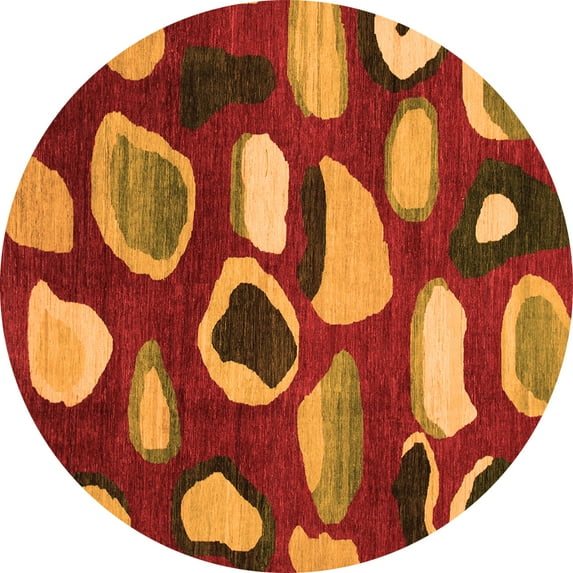 Ahgly Company Indoor Round Abstract Orange Modern Area Rugs, 3' Round