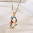 thumbnail image 3 of Collares de mujer - Letra inglesa B Collar colgante con incrustaciones de piedras preciosas de colores Cadena de clavícula Joyería de mujer Feliz Sencillez, 3 of 4