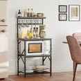 thumbnail image 2 of Kitchen Bakers Rack with Hutch, Coffee Bar Station 4 Tiers, Microwave Oven Stand with 6 S Hooks and Pegboard, Kitchen Microwave Rack for Spice Organizer Workstation, Black, 2 of 8