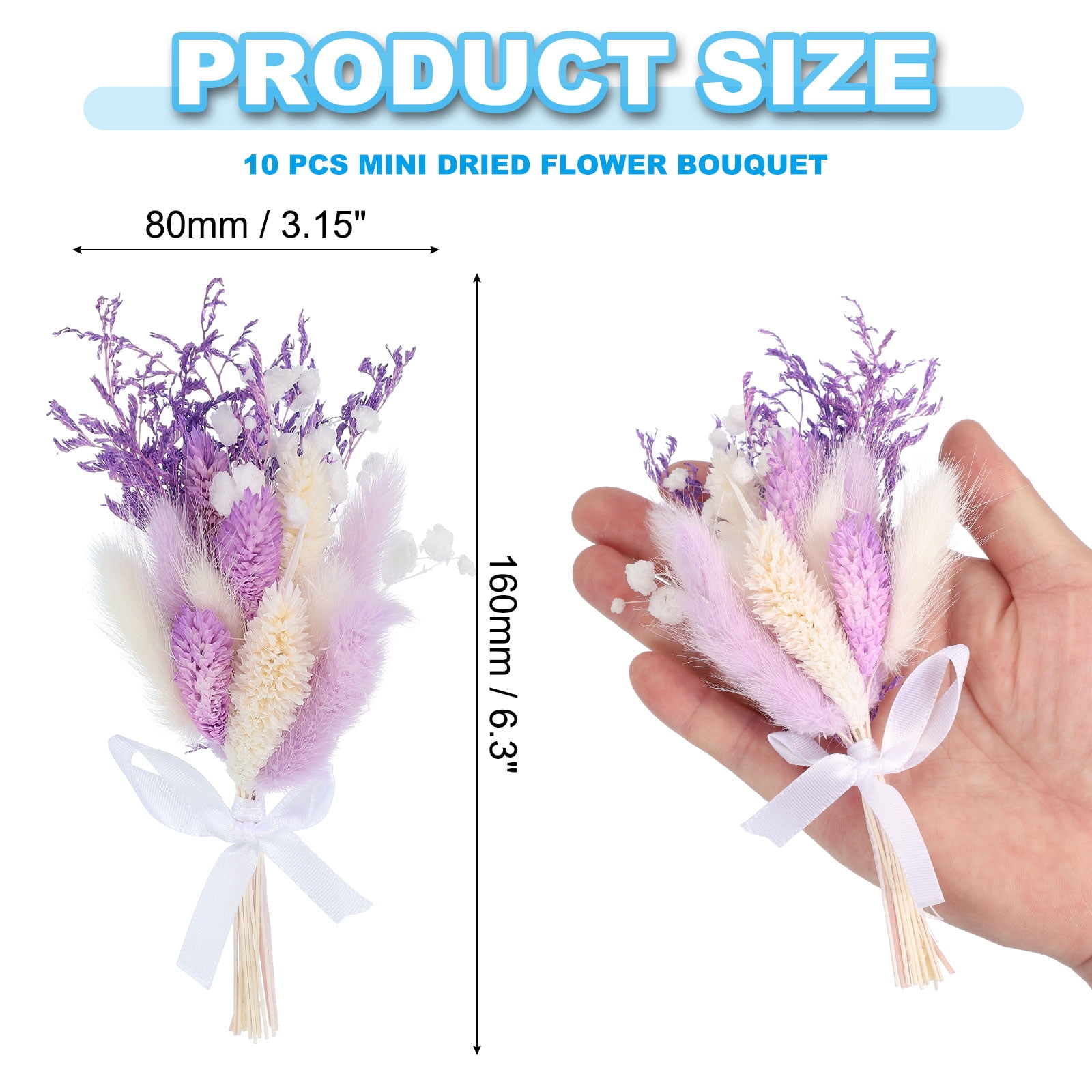 Uxcell Mini Dried Flower Bouquet, Pampas Grass Natural Wildflower Decor, Wine Red