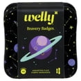 thumbnail image 2 of Welly Bandages | Adhesive Flexible Fabric Bravery Badges | Assorted Shapes for Minor Cuts, Scrapes, and Wounds | Colorful and Fun First Aid Tin | Space Patterns - 48 Count, 2 of 2