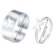 thumbnail image 4 of 1x Juego de anillos a juego para bodas de chicas adolescentes, anillo abierto ajustable, lindo y simple. Mariposa plateada, 4 of 4