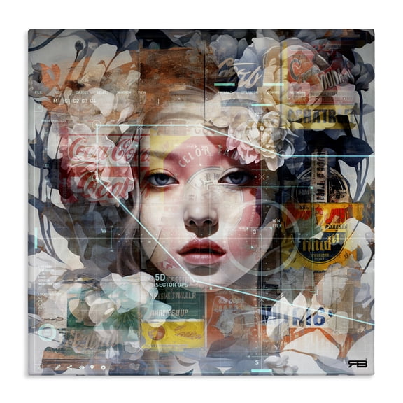 Stupell Industries Modern Abstract Floral Girl Collage Canvas Art, 30 x 30, by RB