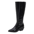 thumbnail image 1 of B91xZ Women's Winter Boots Riding Combat Motorcycle Mid Calf Winter Boots,Black 8, 1 of 5