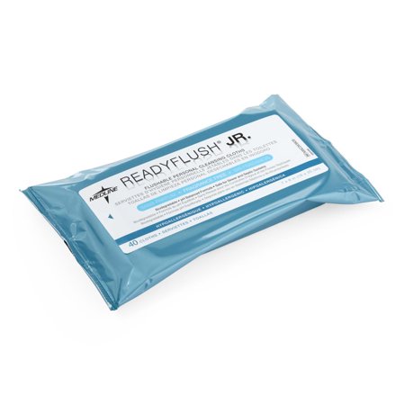 Medline ReadyFlush Flushable Adult Wipes for Incontinence, Personal Wet Cleansing Wipes, Unscented, 7 x 8in, 40 Count