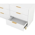 thumbnail image 2 of Modern 6-Drawer Dresser with Metal Legs and Handles - White Bedroom Storage Cabinet with Vertical Stripe Finish, 2 of 9