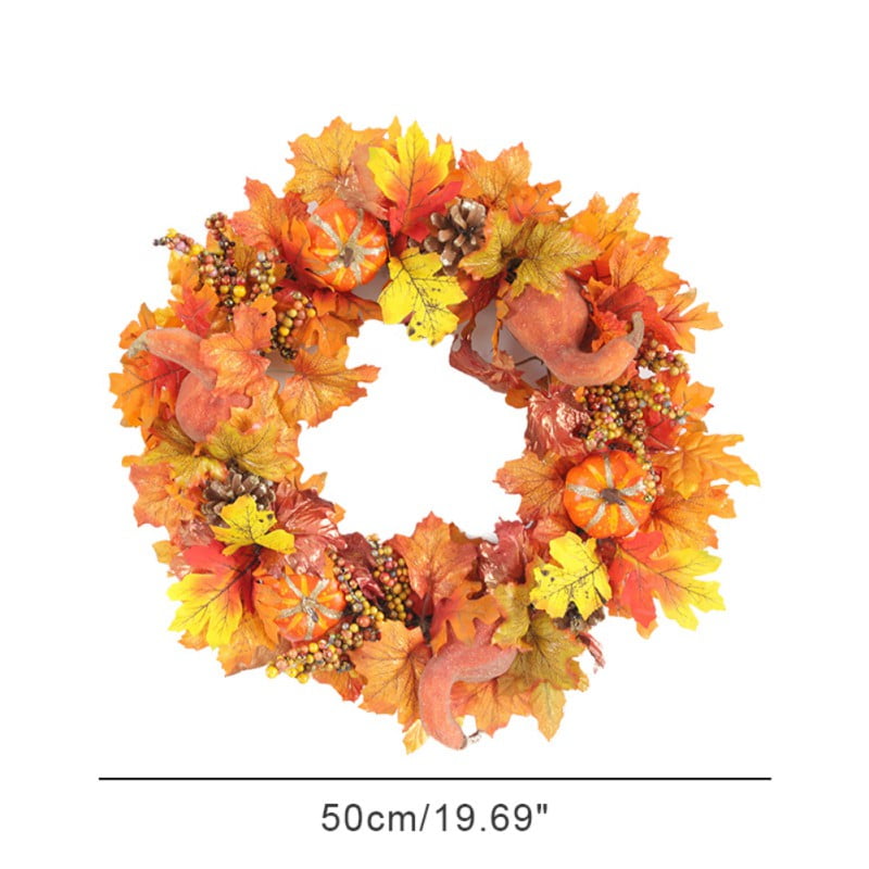 Clearance! 20 Inches Autumn Artificial Maple Leaf Front Door Harvest