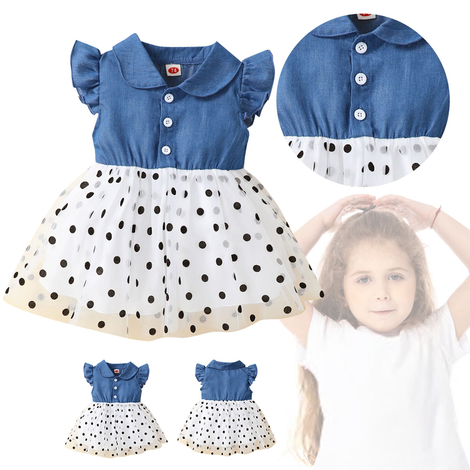 Dresses For Girls 2024 Toddler Kids Baby Summer Cowboy Small Flying ...