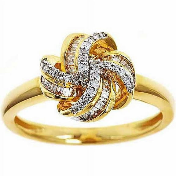 Arista 1/4 Carat T.W. Round White Diamond Women's Fashion Ring in 14K Yellow Plated Sterling Silver (I-J, I2-I3)