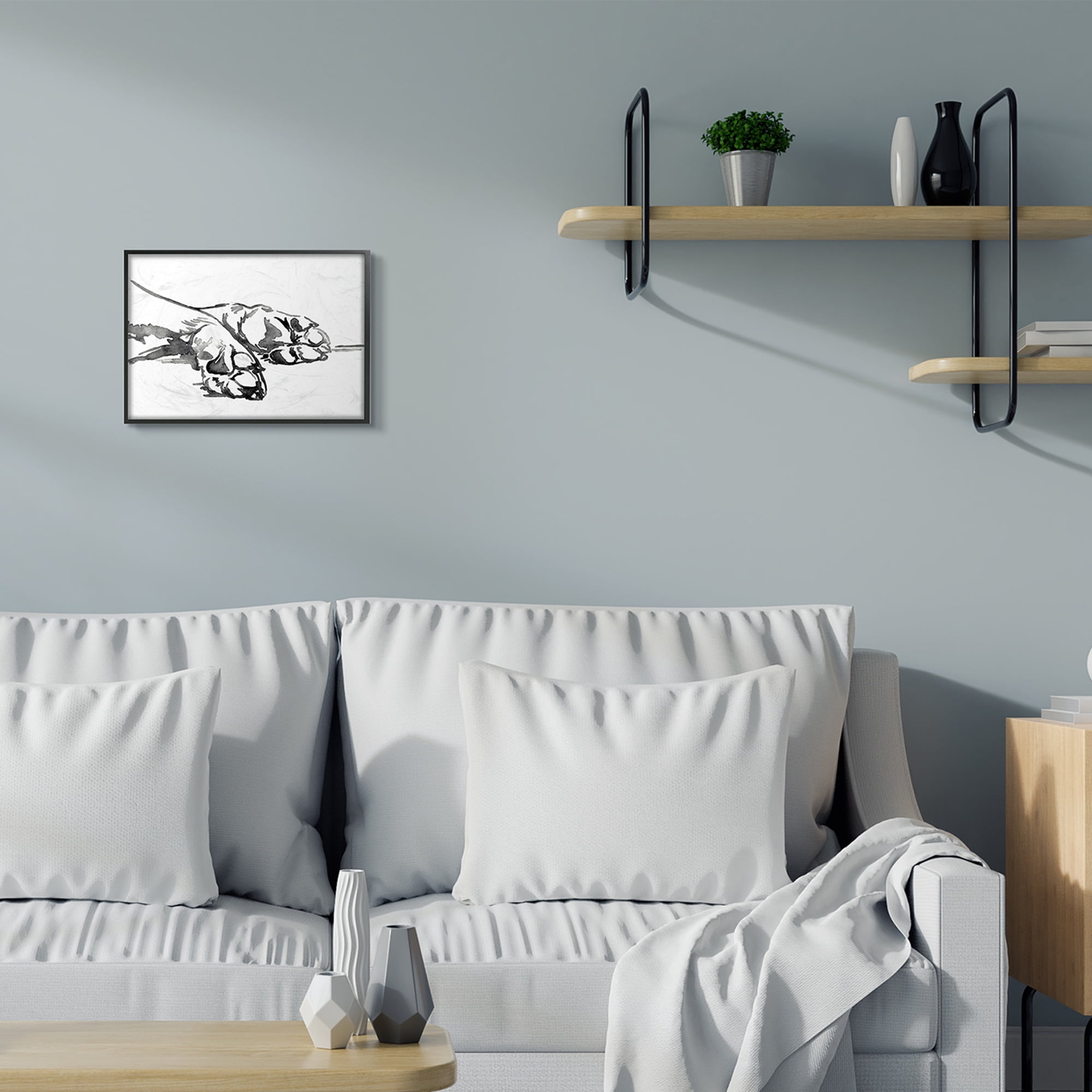 Stupell Industries Pet Animal Paws Minimal Ink Linework Black Framed by Jennifer Paxton Parker