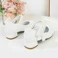thumbnail image 6 of Splozh Girl Mary Jane Shoes Low Heel Rhinestones Princess Flats Dress Pump Shoes for Little Kid,White 13.5, 6 of 6