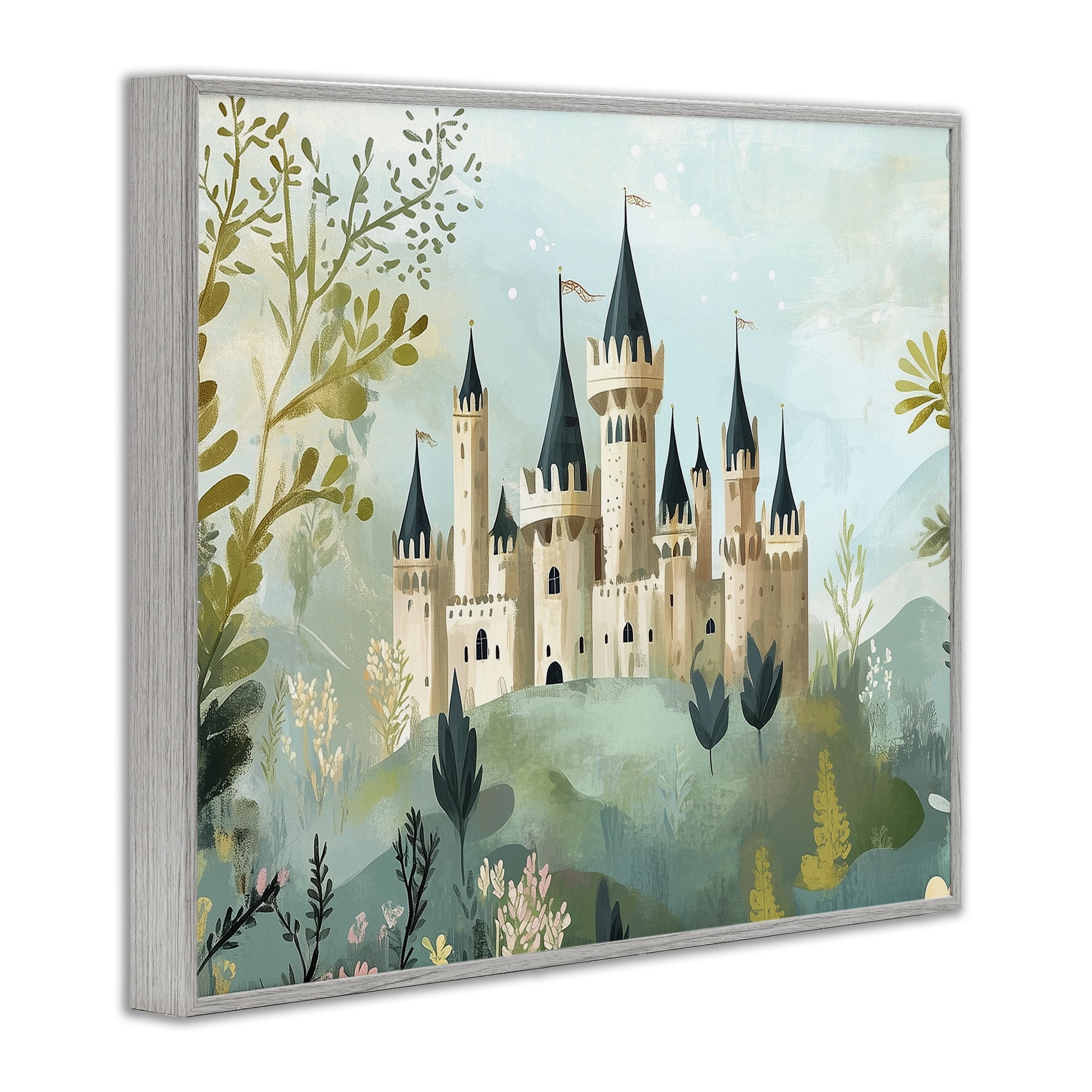 Stupell Industries Princess' Castle View Gray Framed Giclee Art, design by Christine Simpson Art
