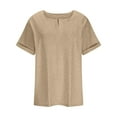 thumbnail image 5 of ZQGJB Womens 3/4 Sleeve Tops Casual Dressy Plus Size Summer Elbow Length Sleeve V Neck Pullover Tshirt Loose Fit Soft Cotton Tunic Shirts with Pocket Z01-Khaki XXXL, 5 of 5