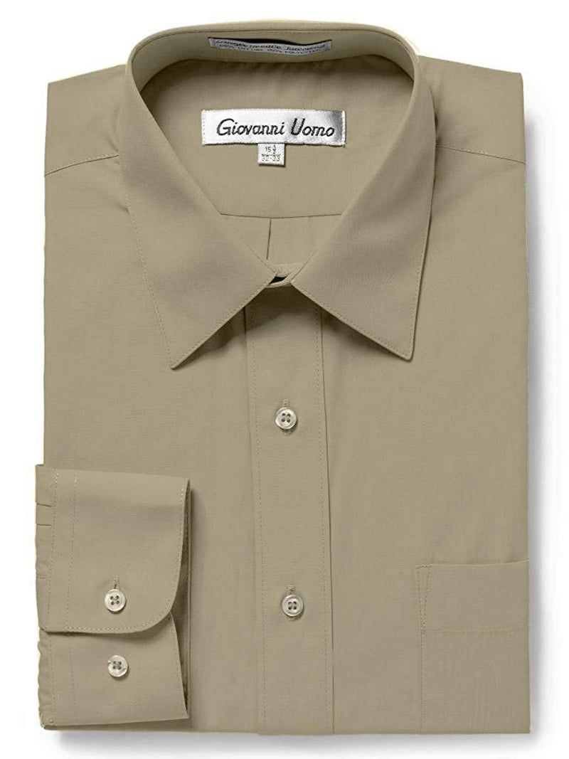 giovanni uomo dress shirt GIOVANNI UOMO Men's Traditional Fit Solid Color Dress Shirt Sea Blue 17  32/33