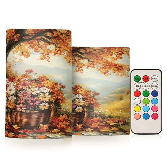 BZSMCE Flameless Candles LED Lights Basket Of Flowers under Tree Creativity Battery Candles