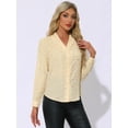 thumbnail image 2 of DARING DIVA Stand Collar Metallic Dots Stars Blouses Tops XS Beige, 2 of 6